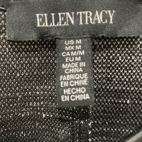 Ellen Tracy JACQUARD KNIT DRESS WITH VEGAN LEATHER SKIRT size Medium like new - Picture 5 of 11